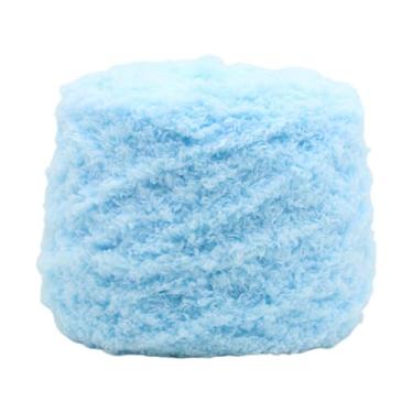 Imagem de UGPLM Fio de veludo de coral para crochê e tricô de fios quentes espetam o quintal grossa para sacos de escarneta de boneca, Azul