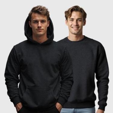Imagem de Kit 2 Blusas de Frio Moletom Canguru e Gola Redonda Masculino Benellys-Masculino