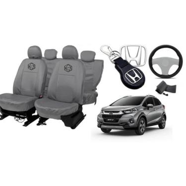 Imagem de Kit capa WRV couro cinza + volante ergonômico + chave - ferro tech br