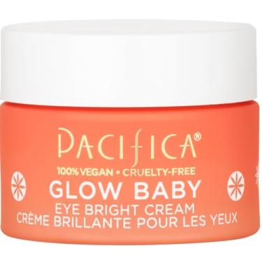 Imagem de Pacifica Glow Baby Brightening Eye Cream – Creme para olhos com vitamina C para olheiras e inchaço, clareador de olhos com infusão de cafeína para olhos cansados, sem fragrância, 14,2 g limpo vegano