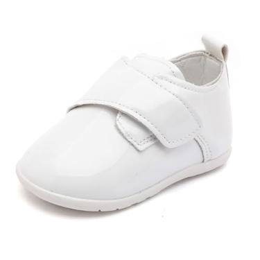 Imagem de Greceen Mocassins de Couro para Bebês Meninos Meninas Conforto Oxford Vestido de Casamento Primeiro Andador Sapatos de Berço, C/Branco, 12-18 Months Toddler