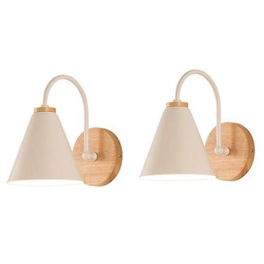 Imagem de HOSETEON Candeeiro de parede, arandela, luzes de parede de madeira modernas lâmpadas de leitura dectivas de cabeceira, E27 Nordic Macaroon Wall Spotlights Arandelas quarto udy Room Aisle air Hotel