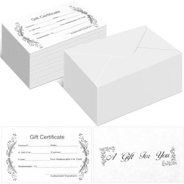 Imagem de Tatuo 60 peças de vales de presente em branco para cartões de presente de negócios com 60 envelopes Kraft voucher de presente para salão de beleza, restaurante, aniversário, suprimentos de cliente, 9