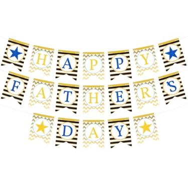 Imagem de Banner pré-amarrado Feliz Dia dos Pais, guirlanda suspensa feliz dia dos pais, decoração de festa para pai, cartolina com letras brilhantes (preto dourado)