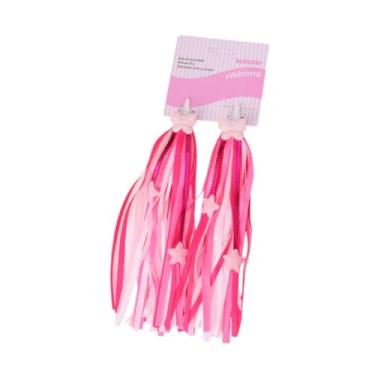 Imagem de Dynwave 2x Bicycle Grips Ribbon Bicycle Streamers Tassels coloridos para bicicletas infantis Fácil Anexe crianças Bicicleta Taquel Freques de guia, Rosa