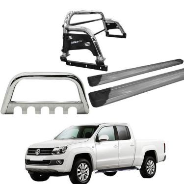 Imagem de Kit Quebra Mato Estribo Plataforma Santo Antônio H3 Amarok CD Cromado 