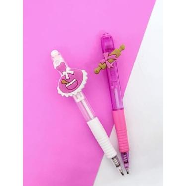 Imagem de Kit com 02 Canetas Esferográficas Cozinheira Confeiteira com aplique papelaria material escolar caneta azul lembrancinha