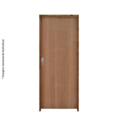 Imagem de Kit Porta Completa Lisa Sarrafeada Padrão Imbuia 62 x 2,10 - RODAM