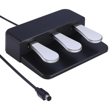 Imagem de WikrOck Unidade Portátil De 3 Pedais Para Teclados De Pianos Elétricos, Pedal Suave, Sostenuto E Sustain, 3 Pedais Compatíveis Com Teclados De Pianos Digitais Yamaha P125 P121 P515 Dgx670 (Preto E