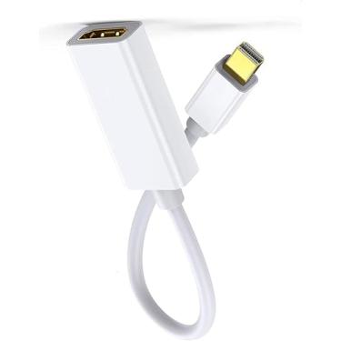 Imagem de FENGHAISHUN Adaptador Mini DP macho para HDMI fêmea Mini DisplayPort para cabo HDMI 4K HD 1080P TB2.0 para Air/Pro Pro/Dock Monitor Project Branco 16 cm/6,3 polegadas