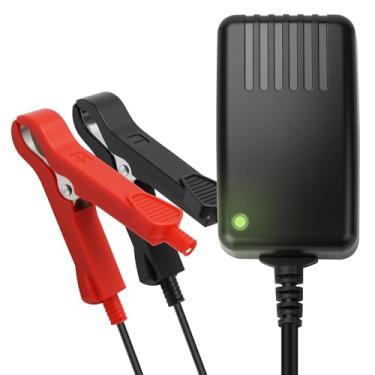 Imagem de Hicrank Carregador de bateria de 14,6 V, 1 A para bateria de motocicleta LiFePO4 de 12 V, com conector de clipes jacaré duplos