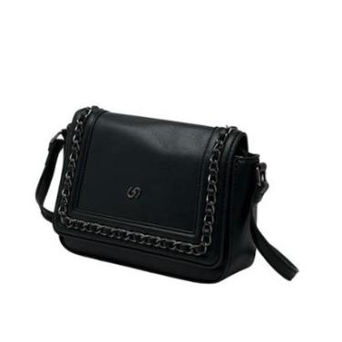 Imagem de Bolsa GASH Feminina Transversal Trançada Preta BS72760GA-Feminino