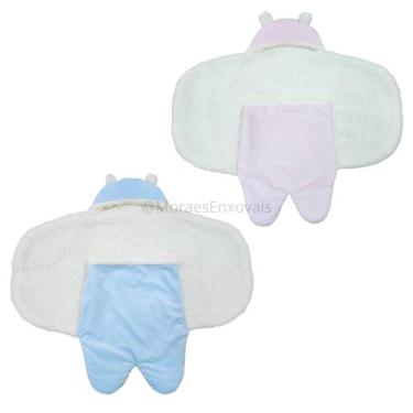 Imagem de Saco de Bebê Para Dormir Sherpa Carneirinho Microfibra Rosa e Azul - M