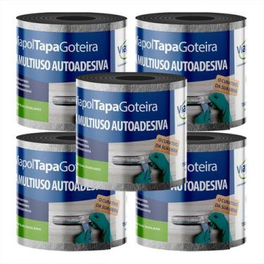 Imagem de Kit 5 Fita Veda Tudo de Manta Asfálica Tapa Goteira 15cm x 10m - Viapo