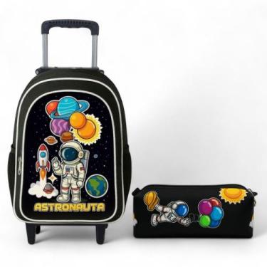 Imagem de Mochila Infantil Escolar Rodinha Menino + Estojo Box - Pikuka, Astrona