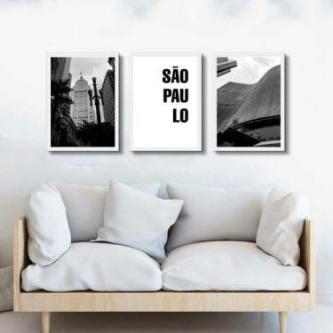 Imagem de Kit 3 Quadros Decorativos Cidade São Paulo 24X18Cm - Vidro - Quadros O