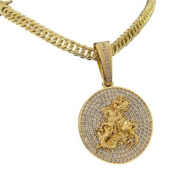 Imagem de Cordão 10mm Grumet + Pingente São Jorge - Banhado a ouro - ToJoia18k