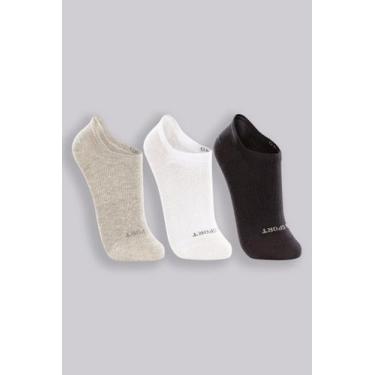 Imagem de Meia Lupo 03170 Invisivel Kit 3 Pares Unissex, Branco, Preto, Mescla, 