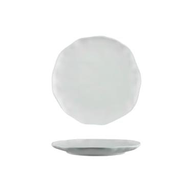 Imagem de Prato raso de cerâmica fosco minimalista doméstico, utensílios de mesa irregulares de estilo nórdico - branco fosco de 25,4 cm