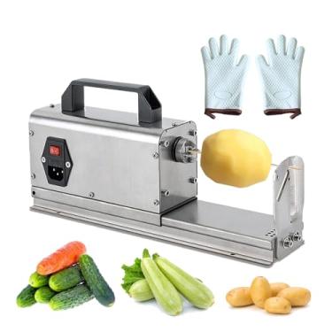 Imagem de CNAOHGHN MáQuina Profissional EléTrica Para Torcer Batatas, Cortador Espiral De Batatas Tornado De 40 W, Design Comercial De AçO InoxidáVel Com 2 LâMinas, 180 Rpm Para Uso DoméStico E Comercial