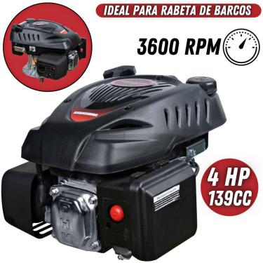 Imagem de Motor Vertical à Gasolina 139cc 4hp 4t Para Rabeta De Barco