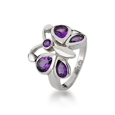 Imagem de Anel Borboleta Com Pedras Naturais Prata 925 - 16 - Ametista