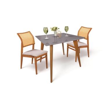 Imagem de Mesa De Jantar Tampo Com Vidro Quadrada 90X90Cm Fendi Slim Casa Uai Fendi