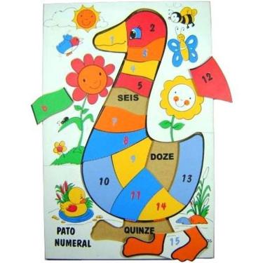 Imagem de Pato Numérico Quebra Cabeça Em Madeira - Multicolorido - Dicá