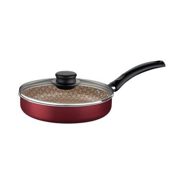 Imagem de Frigideira Reta Turim Antiaderente Starflon Max Vermelho Com Tampa De Vidro 22 Cm 1,7 L