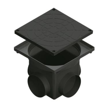 Imagem de Caixa De Passagem E Inspeção De Esgoto P Preta 4,5l (24 X 24 X 20 Cm)