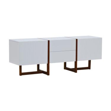 Imagem de Rack Ondas 2 Portas E 2 Gavetas - Amêndoa Branco