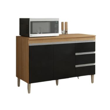 Imagem de Multiuso Balcão Gabinete Andreia S/tampo 120cm 2 Portas 3 Gavetas Amendoa - Ajl Móveis