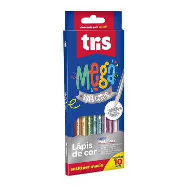 Imagem de Lápis De Cor Triangular Mega Soft Color Metálico 10 Cores
