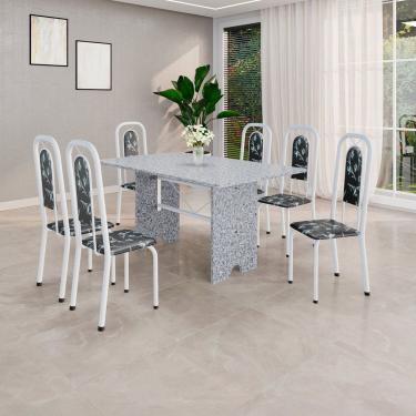 Imagem de Conjunto Sala de Jantar com 6 Cadeiras Lara Preto / Branco