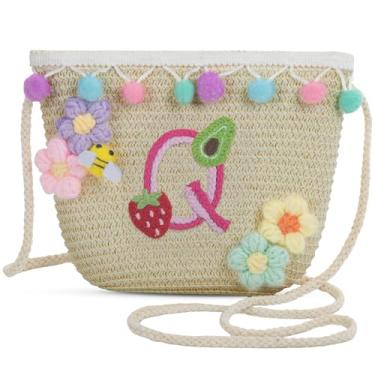 Imagem de Sacola feminina pequena de palha de palha para praia de verão 2025, bolsa de praia de palha de tecido para mulheres 2025 (Q, marrom), Marrom