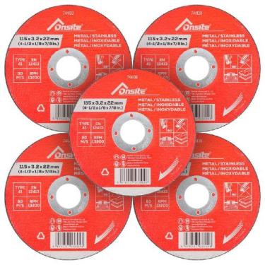 Imagem de Kit Disco de Corte 4.1/2'' x 3,2mm x 7/8'' Com 5 Unidades Para Inox - 