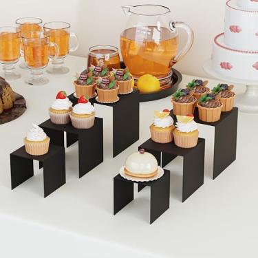 Imagem de ihomecooker Pacote Com 8 Suportes Quadrados De Metal Pretos Para Cupcakes, Artesanatos E Outros Itens (4 Unidades A 6 Polegadas)