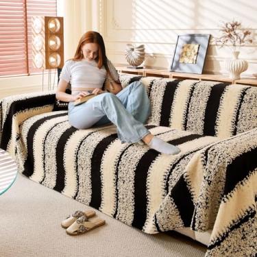 Imagem de WTHAVEN Capas de sofá para sofá seccional, capa de sofá para cães, capas de sofá para sofá de namoradeira, capa de futon, capa lavável em formato de L, protetor de sofá de veludo lavável (preto, 180 x