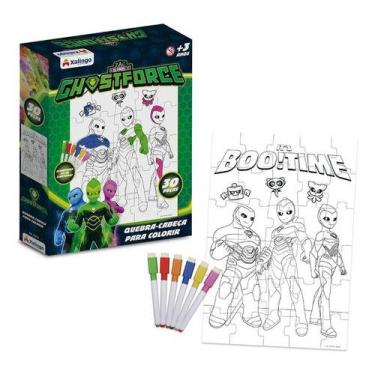 Imagem de Quebra-cabeça De Colorir Ghostforce 30 Peças Canetas Xalingo - Napoles