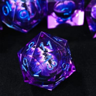 Imagem de DND Dice Dragon Eye Resin Dice Set Liquid Core Polyhedral RPG DND Dice Set with Gift Box, Dungeons and Dragons D&d Dice for Role Playing Table Game D20 D12 D10 D8 D6 D4