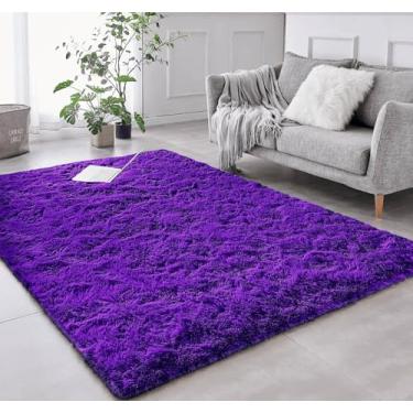 Imagem de Tapete Sala Felpudo Peludo Roxo 120 X 200 Cm