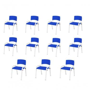 Imagem de Kit 11 Cadeira Iso Infantil Creche, Escola Base Branco Azul