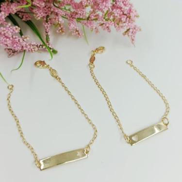 Imagem de Pulseira plaquinha infantil 15cm folheado a ouro 501548 - SHEKINAH JOI