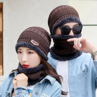 Imagem de Touca De Lã Gorro Forrado Unissex Grossa Térmica Adulto Frio Marrom Es