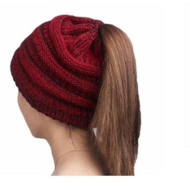 Imagem de Touca Inverno Gorro de Lã Feminina Com Furo Para Rabo De Cavalo - Supr