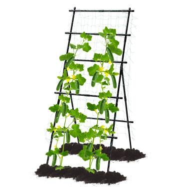 Imagem de lalahoni Treliça De Jardim Para Plantas Trepadeiras Ao Ar Livre, Estrutura Metal Em Forma A, Suporte Trepadeiras, Vegetais, Frutas, Tomate, Pepino, Canteiro Elevado, Com Rede