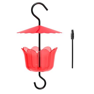 Imagem de Gancho de fosso de formigas para alimentadores de beija-flor | Armadilha de formigas com capacidade extra grande para alimentadores de pendurar no quintal ao ar livre, protetor de néctar de capa de guarda-chuva, decoração de jardim, resistente e à prova de vazamento (1 capa vermelha transparente)
