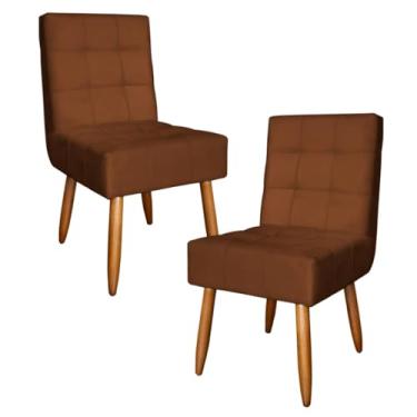Imagem de Kit 2 Poltronas Monalisa Cadeira Estofada com Pés de Madeira em Suede (TERRACOTA)