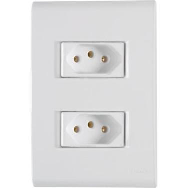 Imagem de Conjunto tomada dupla 10a 2p+t 250v com placa tramontina liz