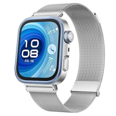 Imagem de HAOZHI Magnético Pulseira Compatível com Huawei Watch Fit 4 Pro,4,3,Bracelete Correia de Metal para Huawei Watch Fit 3 4 4 Pro (Prata)